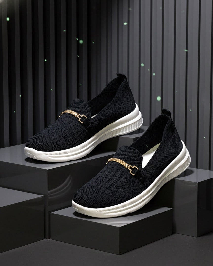 LECWASS Bule Breathable Knit Slip-On Shoes for Women | Lightweight Comfortable Walking Shoes