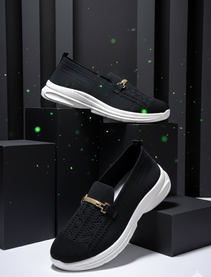 LECWASS Bule Breathable Knit Slip-On Shoes for Women | Lightweight Comfortable Walking Shoes