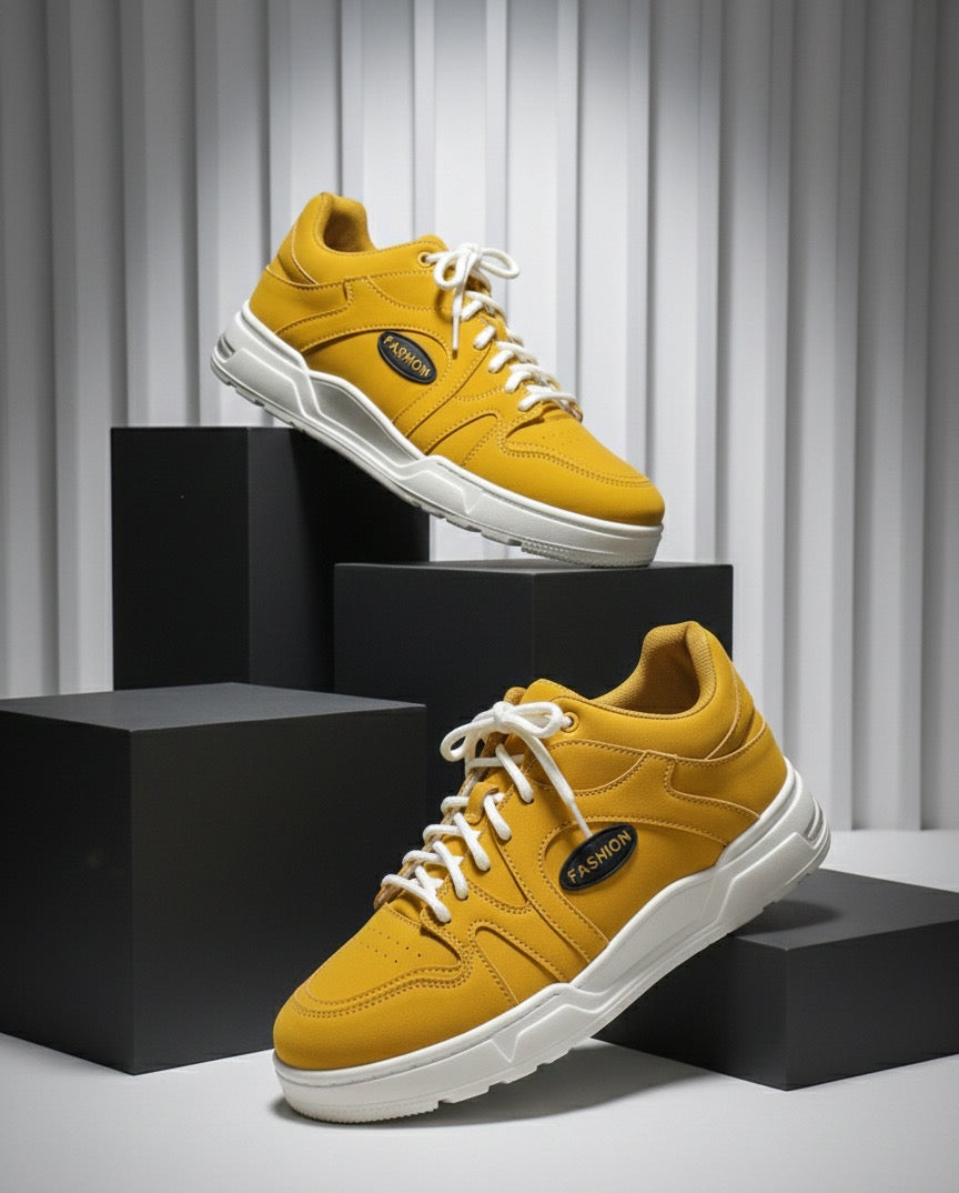 LECWASS Orange Fashion Sneakers for Men | Lightweight Casual Shoes with White Sole