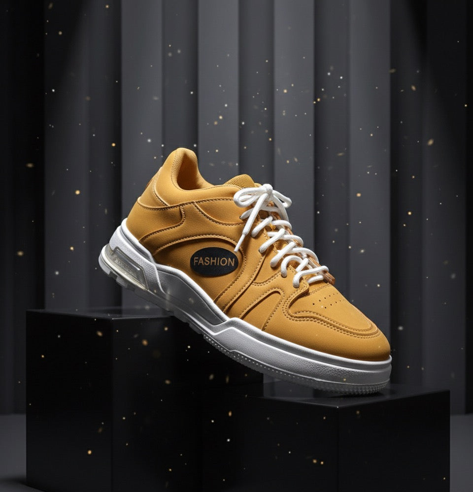 LECWASS Orange Fashion Sneakers for Men | Lightweight Casual Shoes with White Sole