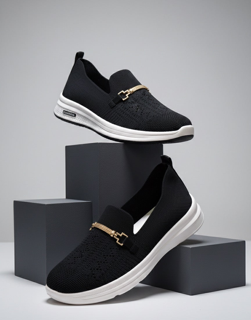 LECWASS Bule Breathable Knit Slip-On Shoes for Women | Lightweight Comfortable Walking Shoes
