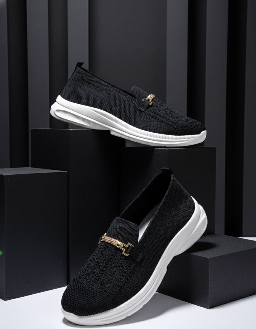 LECWASS Bule Breathable Knit Slip-On Shoes for Women | Lightweight Comfortable Walking Shoes