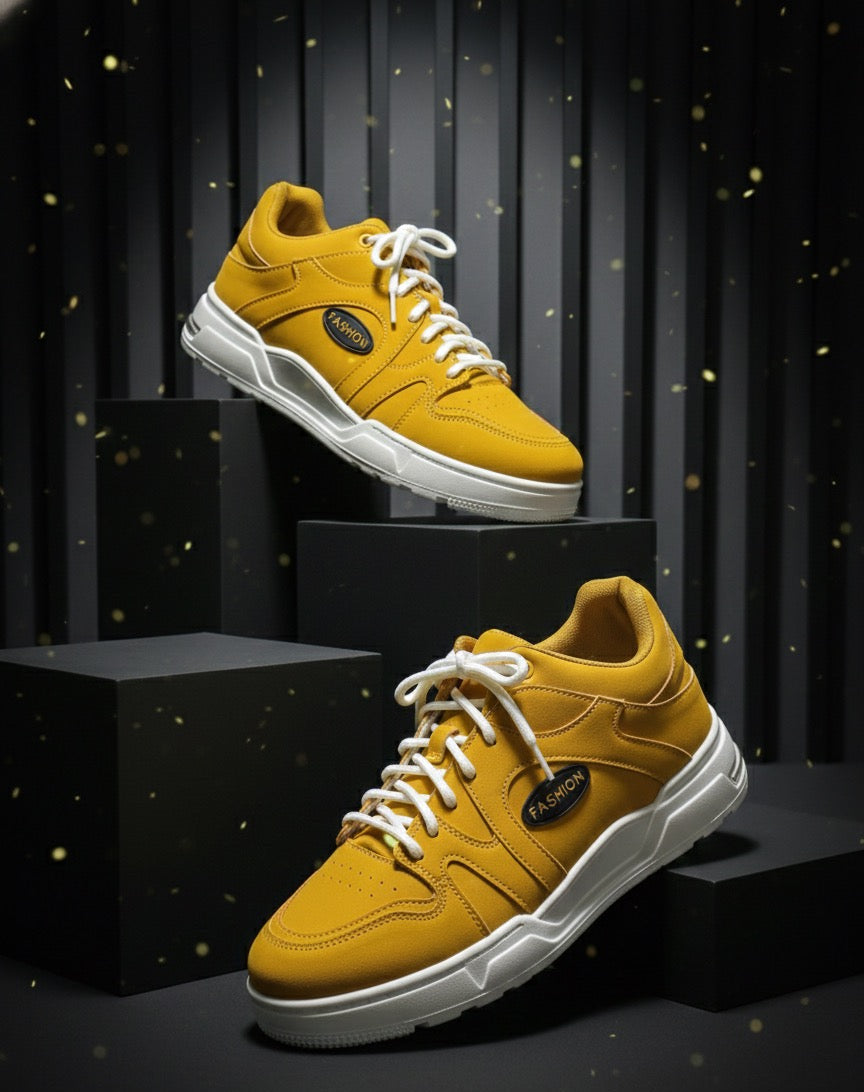 LECWASS Orange Fashion Sneakers for Men | Lightweight Casual Shoes with White Sole