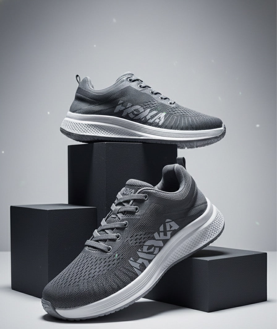 LECWASS Grey Breathable Mesh Running Shoes for Men | Lightweight Comfortable Sports Sneaker