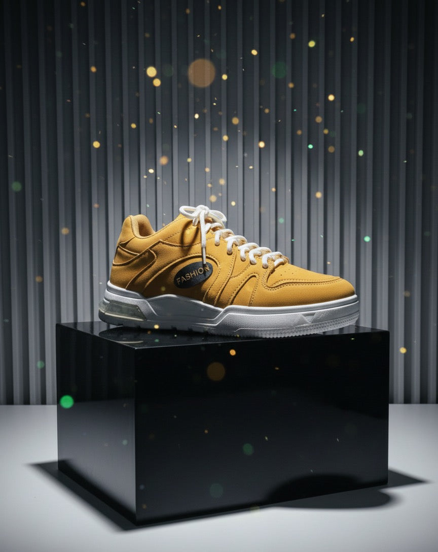 LECWASS Orange Fashion Sneakers for Men | Lightweight Casual Shoes with White Sole