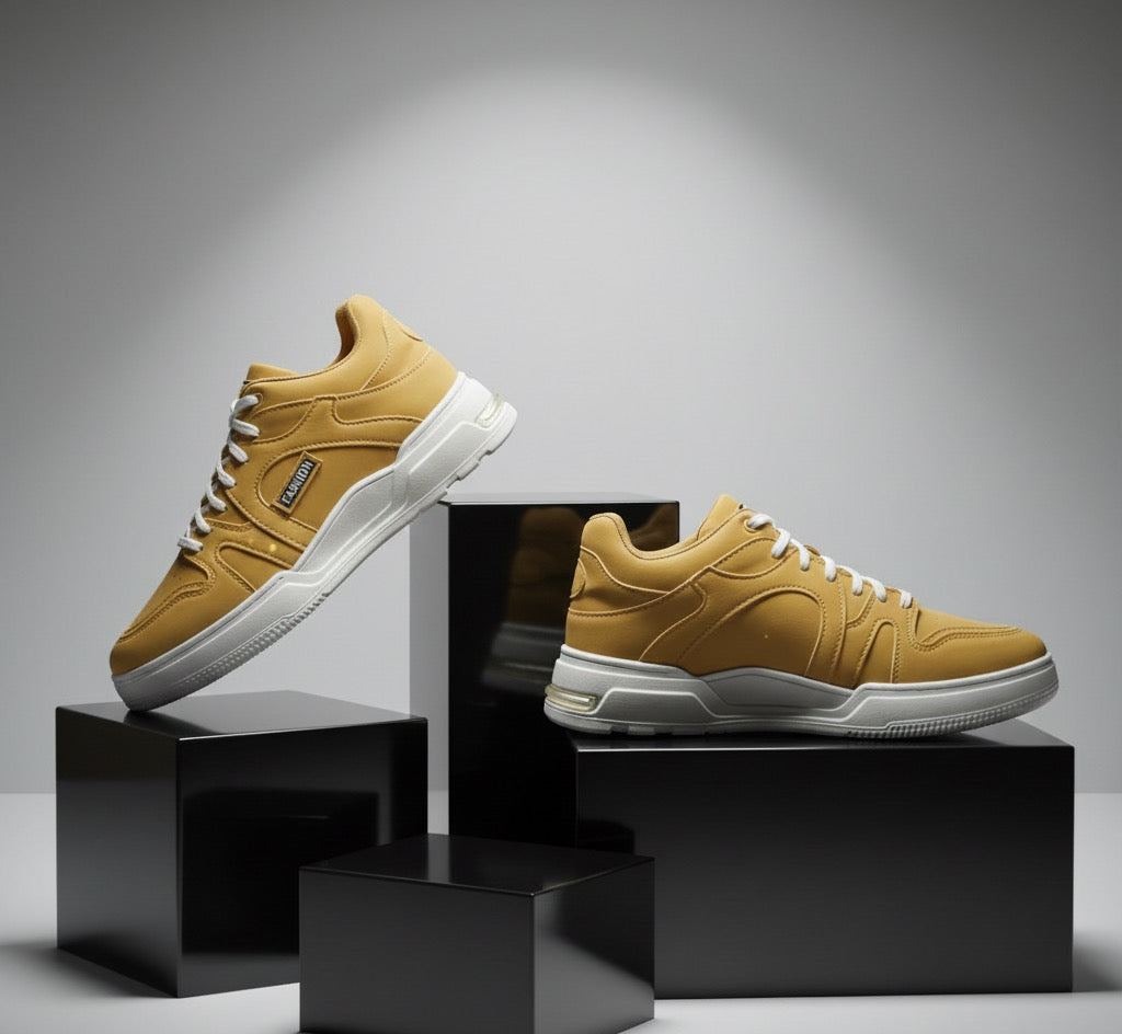 LECWASS Orange Fashion Sneakers for Men | Lightweight Casual Shoes with White Sole